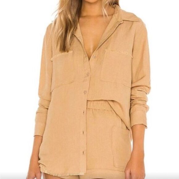 Show Me Your MuMu ‘Marcella’ linen button down Shirt C23 - Picture 1 of 8